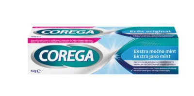 COREGA Ekstra močno mint, pričvrstilna krema za zobne proteze, 40 g
