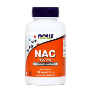 Now Nac 600 mg s selenom in molibdenom, 100 vegetarijanskih kapsul