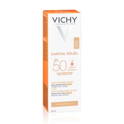 VICHY CAPITAL SOLEIL Obarvana zaščitna krema za obraz proti temnim lisam 3v1 SPF50+, 50 ml