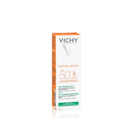 VICHY CAPITAL SOLEIL Matirajoča nega 3v1 za zaščito pred soncem za obraz SPF50, 50 ml