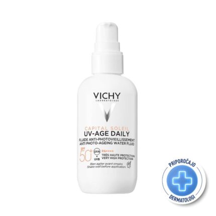 VICHY CAPITAL SOLEIL UV-AGE Dnevni fluid na vodni osnovi za zaščito pred soncem proti prvim znakom fotostaranja SPF50+, 40 ml