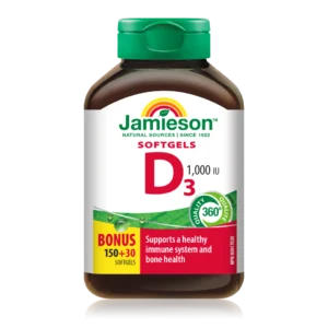 Jamieson Vitamin D 25 µg (1000 I.E.), 180 kapsul