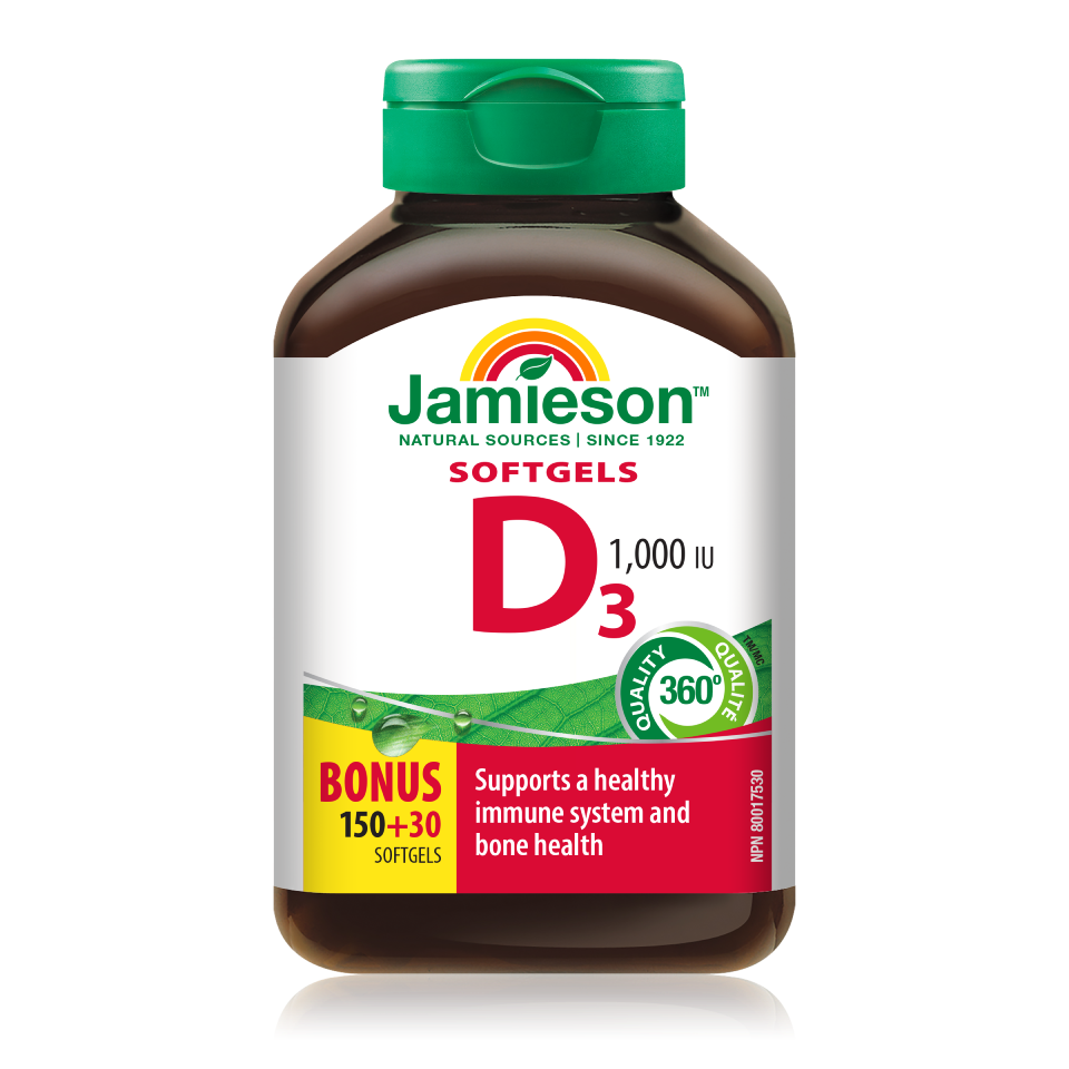 Jamieson Vitamin D 25 µg (1000 I.E.), 180 kapsul Jamieson Vitamin D 25 µg (1000 I.E.), 180 kapsul