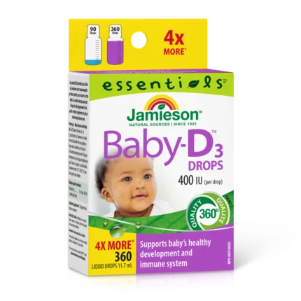 Jamieson BABY Vitamin D3 10 µg (400 I.E.), 360 kapljic (11.7 ml)