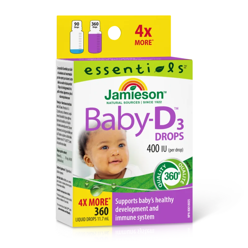 Jamieson BABY Vitamin D3 10 µg (400 I.E.), 360 kapljic (11.7 ml)