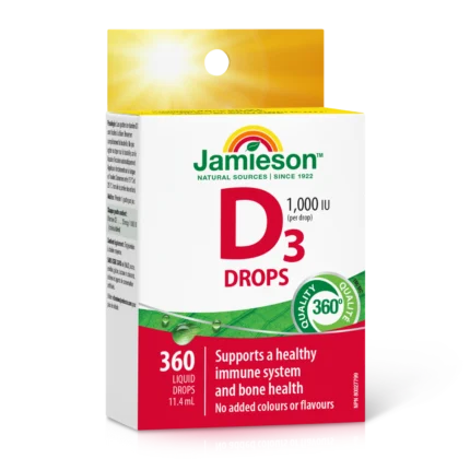 Jamieson Vitamin D 25 µg (1000 I.E.), 360 kapljic (11,4 ml)