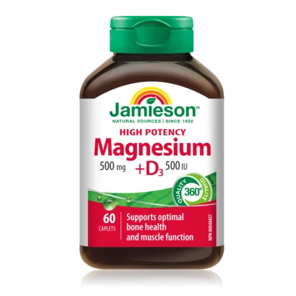 Jamieson Magnezij 500 mg + D3 500 I.E., 60 tablet
