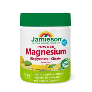 Jamieson Magnezij prašek za pripravo napitka, z okusom limone in limete, s sladili, 228g