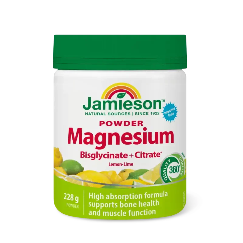 Jamieson Magnezij prašek za pripravo napitka, z okusom limone in limete, s sladili, 228g