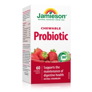 Jamieson Flora biotik 2 miljardi, 60 žvečljivih tablete z okusom jagode, s sladkorjem in sladili