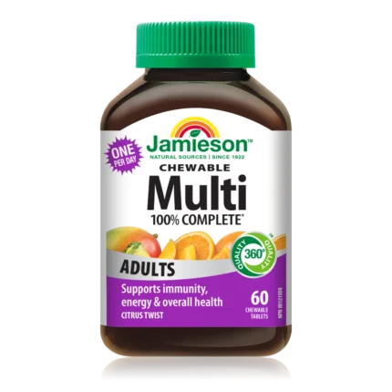 Jamieson Multivitamini in minerali za odrasle, 60 žvečljivih tablet s sladili