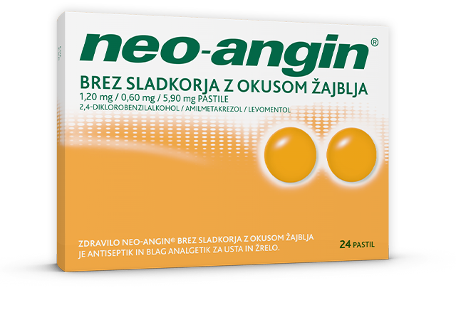 NEO ANGIN ŽAJBELJ PASTNeo-angin brez sladkorja z okusom žajblja 1,20 mg/0,60 mg/5,90 mg pastile, 24 pastilILE BS 24X NEO ANGIN ŽAJBELJ PASTNeo-angin brez sladkorja z okusom žajblja 1,20 mg/0,60 mg/5,90 mg pastile, 24 pastilILE BS 24X