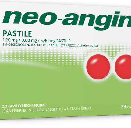 Neo-angin 1,20 mg/0,60 mg/5,90 mg pastile, 24 pastil